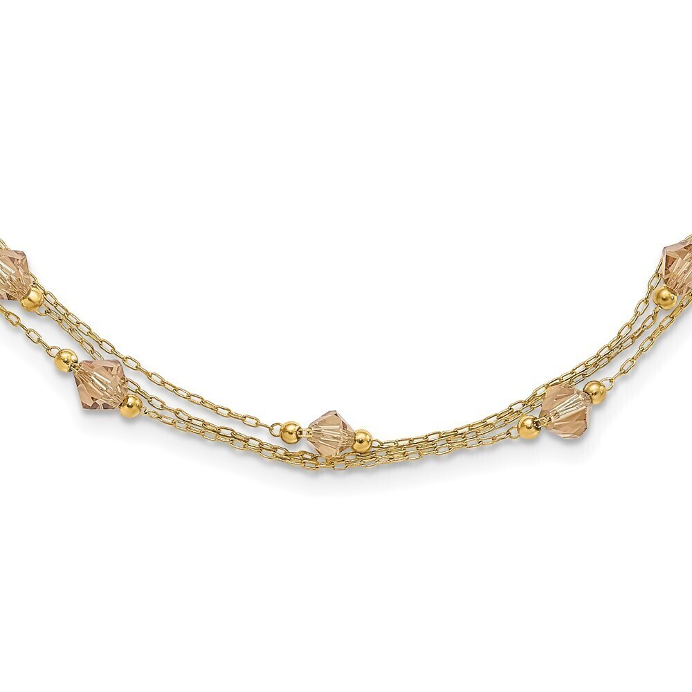 1928 Link Light Colorado Faceted Acrylic Beads Three Strand w 3"ext Necklace